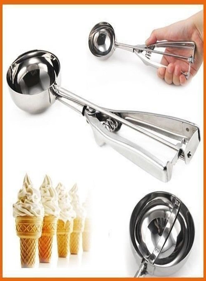 SEASPIRIT Stainless Steel Easy Handheld Multi Use Stainless Steel Ice Cream Scooper Melon Scoop (Silver) - Image 4